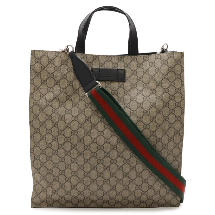 GUCCI グッチ ソフトGGスプリーム トートバッグ 2WAY ショルダーバッグ 斜め掛け PVC レザー ベージュ ブラック 黒 456217 | GUCCI