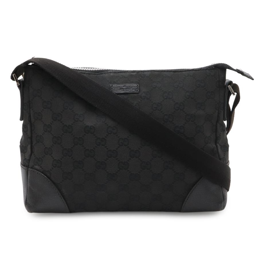 GUCCI グッチ GGキャンバス ショルダーバッグ メッセンジャーバッグ 斜め掛け レザー ブラック 黒 114273 | GUCCI