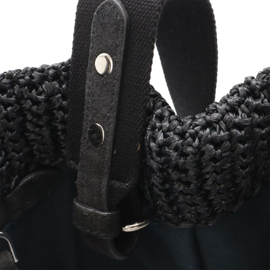 PRADA プラダ ラフィア トートバッグ かごバッグ カゴ 2WAY ショルダーバッグ ドット柄 NERO ブラック アイボリー 国内ブティック購入品 | PRADA | 04