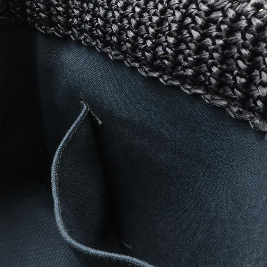 PRADA プラダ ラフィア トートバッグ かごバッグ カゴ 2WAY ショルダーバッグ ドット柄 NERO ブラック アイボリー 国内ブティック購入品 | PRADA | 07