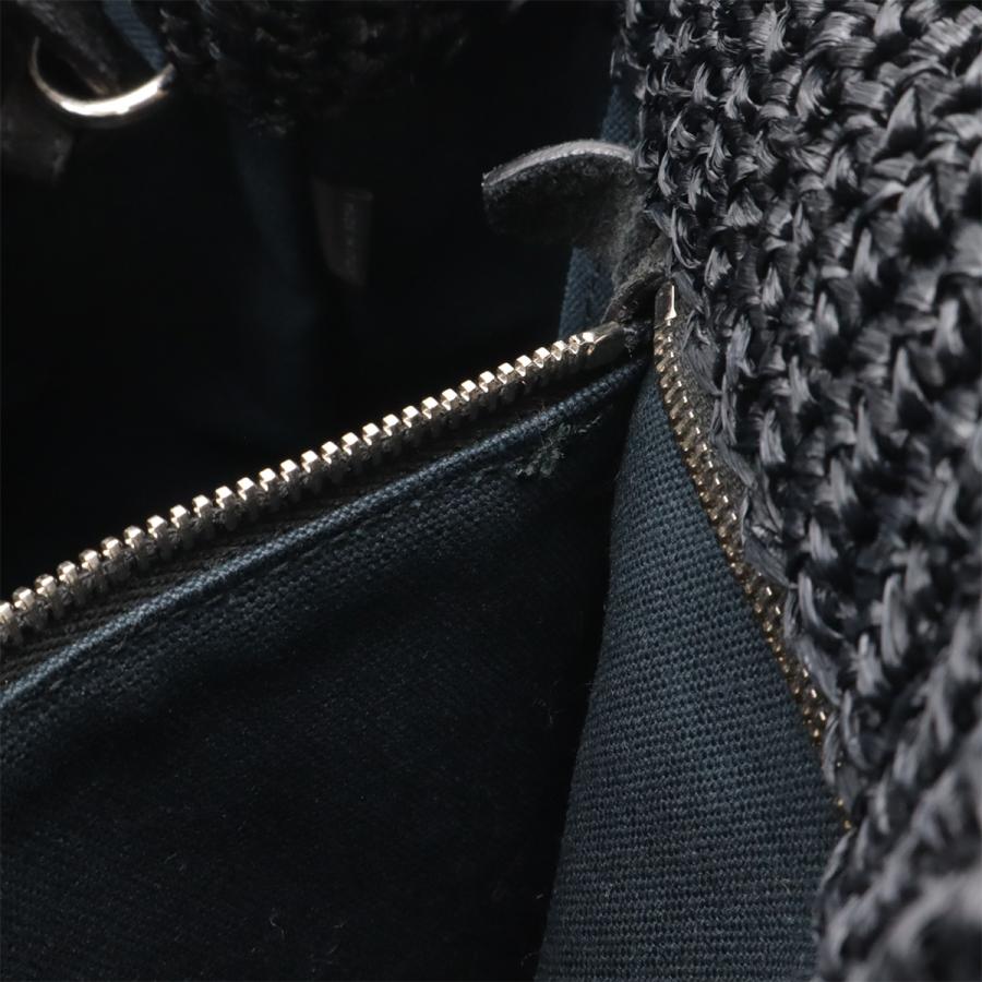 PRADA プラダ ラフィア トートバッグ かごバッグ カゴ 2WAY ショルダーバッグ ドット柄 NERO ブラック アイボリー 国内ブティック購入品 | PRADA | 08