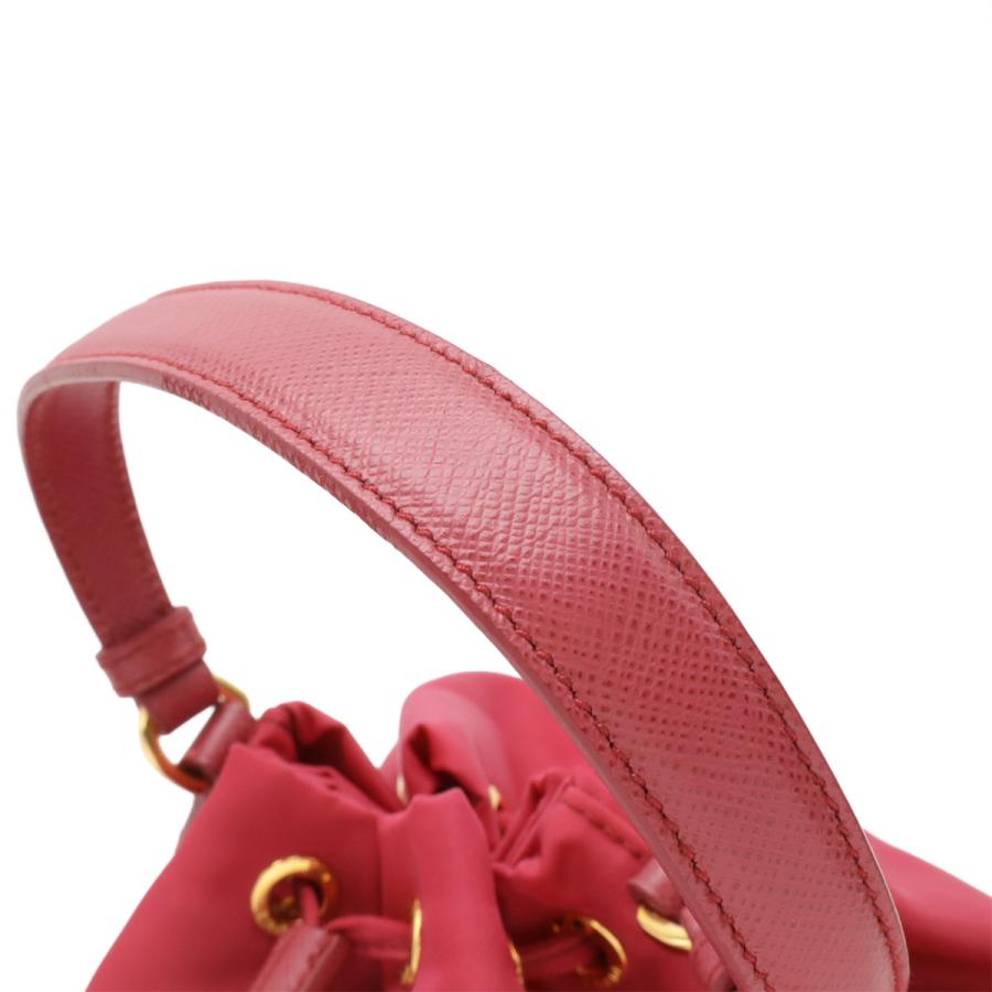 PRADA プラダ ハンドバッグ バケットバッグ 巾着 2WAY ショルダーバッグ ナイロン レザー ピンク ゴールド金具 1BH038 | PRADA | 04