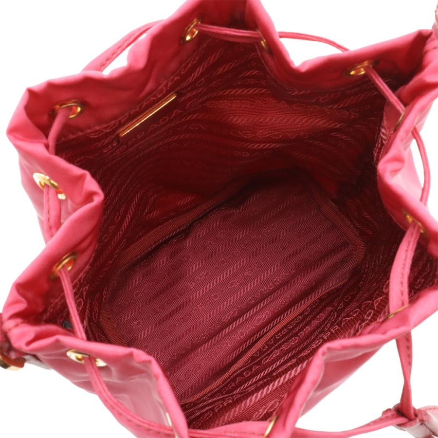 PRADA プラダ ハンドバッグ バケットバッグ 巾着 2WAY ショルダーバッグ ナイロン レザー ピンク ゴールド金具 1BH038 | PRADA | 06