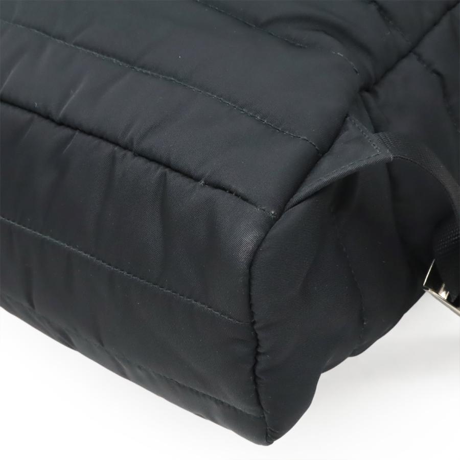 PRADA プラダ トライアングルロゴ バックパック リュックサック キルティング ナイロン レザー NERO 黒 ブラック シルバー金具 1BZ002 | PRADA | 02
