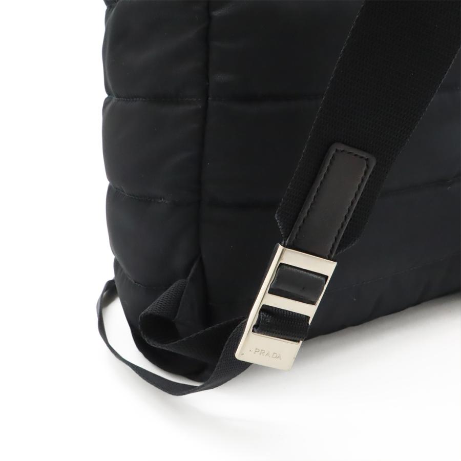 PRADA プラダ トライアングルロゴ バックパック リュックサック キルティング ナイロン レザー NERO 黒 ブラック シルバー金具 1BZ002 | PRADA | 04