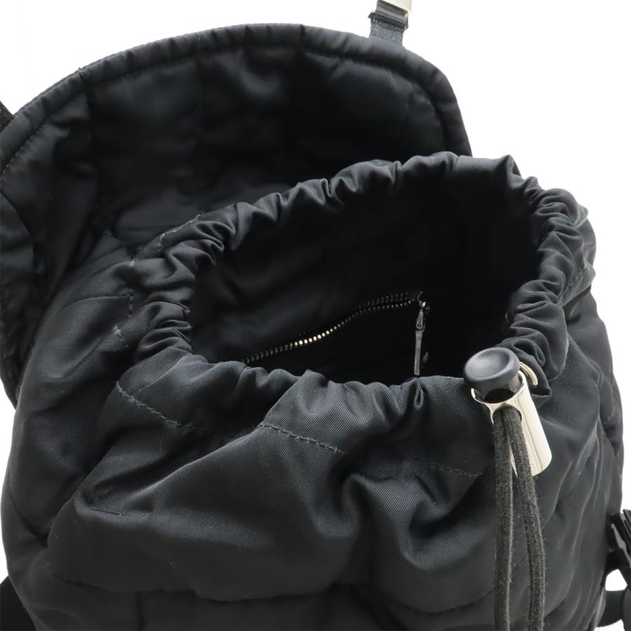 PRADA プラダ トライアングルロゴ バックパック リュックサック キルティング ナイロン レザー NERO 黒 ブラック シルバー金具 1BZ002 | PRADA | 05