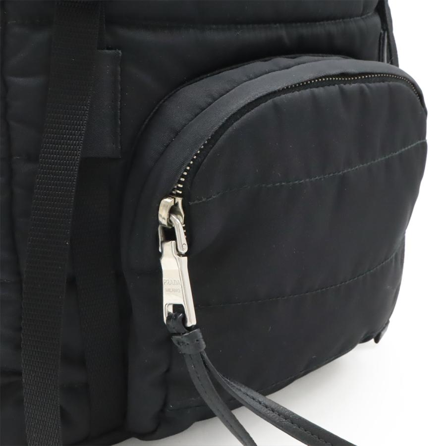 PRADA プラダ トライアングルロゴ バックパック リュックサック キルティング ナイロン レザー NERO 黒 ブラック シルバー金具 1BZ002 | PRADA | 08
