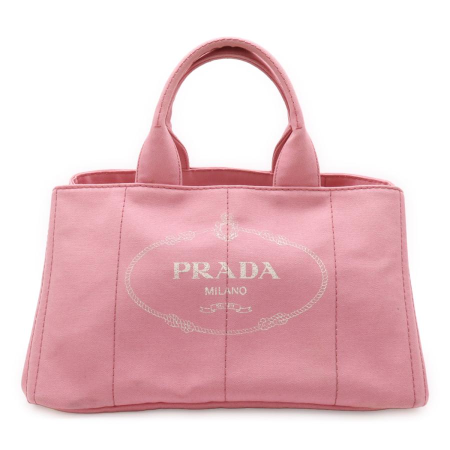 PRADA プラダ CANAPA カナパ トートバッグ ハンドバッグ ラージトート キャンバス GERANIO ピンク ゴールド金具 海外ブティック購入品 | PRADA