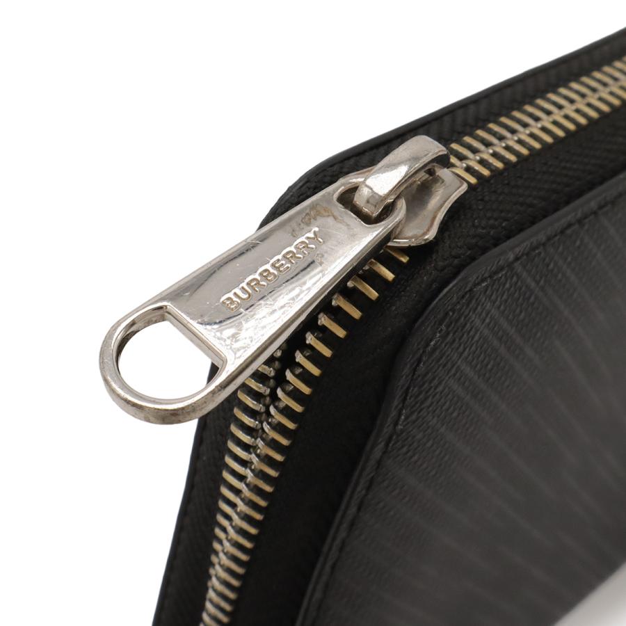 BURBERRY バーバリー スモークドチェック チェック柄 ラウンドファスナー 長財布 PVC レザー ジュ ブラック 黒 ダークグレー | BURBERRY | 03