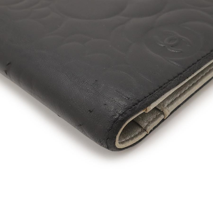 CHANEL シャネル カメリア エンボス ココマーク 2つ折長財布 二つ折り レザー ブラック 黒 シルバー金具 A36544 | CHANEL | 02