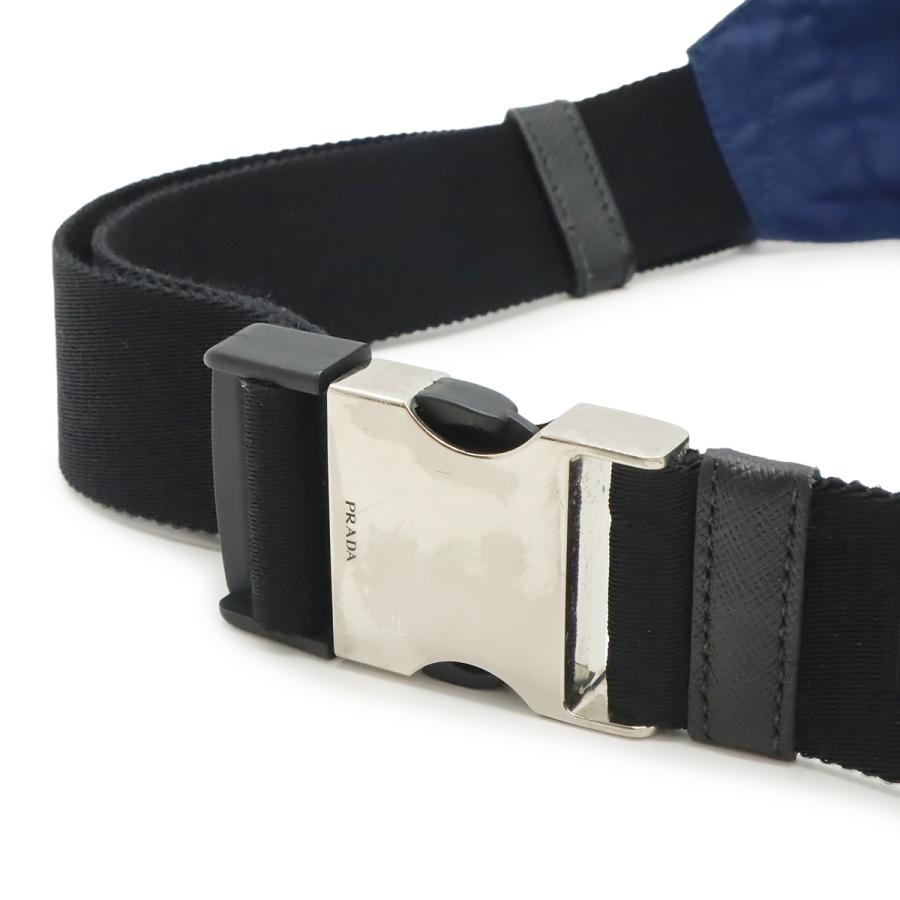PRADA プラダ トライアングルロゴ ボディバッグ ウエストポーチ ウエストバッグ ヒップバッグ ナイロン ブルー 青 ブラック シルバー金具_3