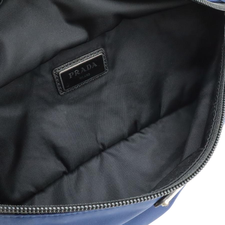 PRADA プラダ トライアングルロゴ ボディバッグ ウエストポーチ ウエストバッグ ヒップバッグ ナイロン ブルー 青 ブラック シルバー金具_5