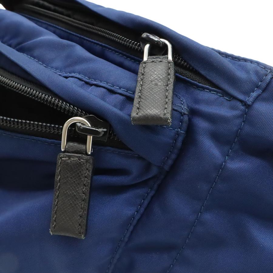 PRADA プラダ トライアングルロゴ ボディバッグ ウエストポーチ ウエストバッグ ヒップバッグ ナイロン ブルー 青 ブラック シルバー金具_6