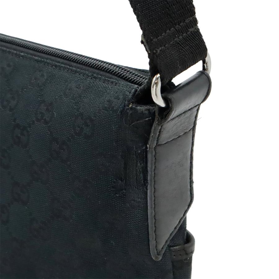 GUCCI グッチ GGキャンバス ショルダーバッグ メッセンジャーバッグ 斜め掛け パンチング レザー ブラック 黒 シルバー金具 145857 | GUCCI | 03