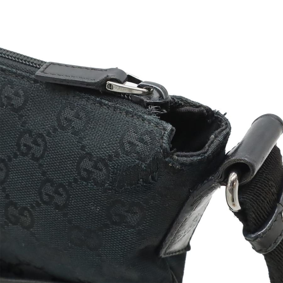 GUCCI グッチ GGキャンバス ショルダーバッグ メッセンジャーバッグ 斜め掛け パンチング レザー ブラック 黒 シルバー金具 145857 | GUCCI | 05