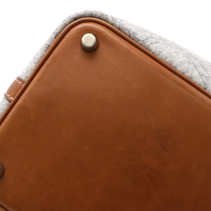 HERMES エルメス ピコタンPM ハンドバッグ トートバッグ フェルト ヴォースイフト レザー グレー ブラウン 茶 シルバー金具 | HERMES | 03