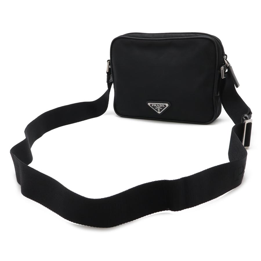 PRADA プラダ TESSUTO+SAFFIAN トライアングルロゴ ショルダーバッグ 斜め掛け ナイロン レザー NERO ブラック 黒 シルバー金具 2VH144 | PRADA | 01