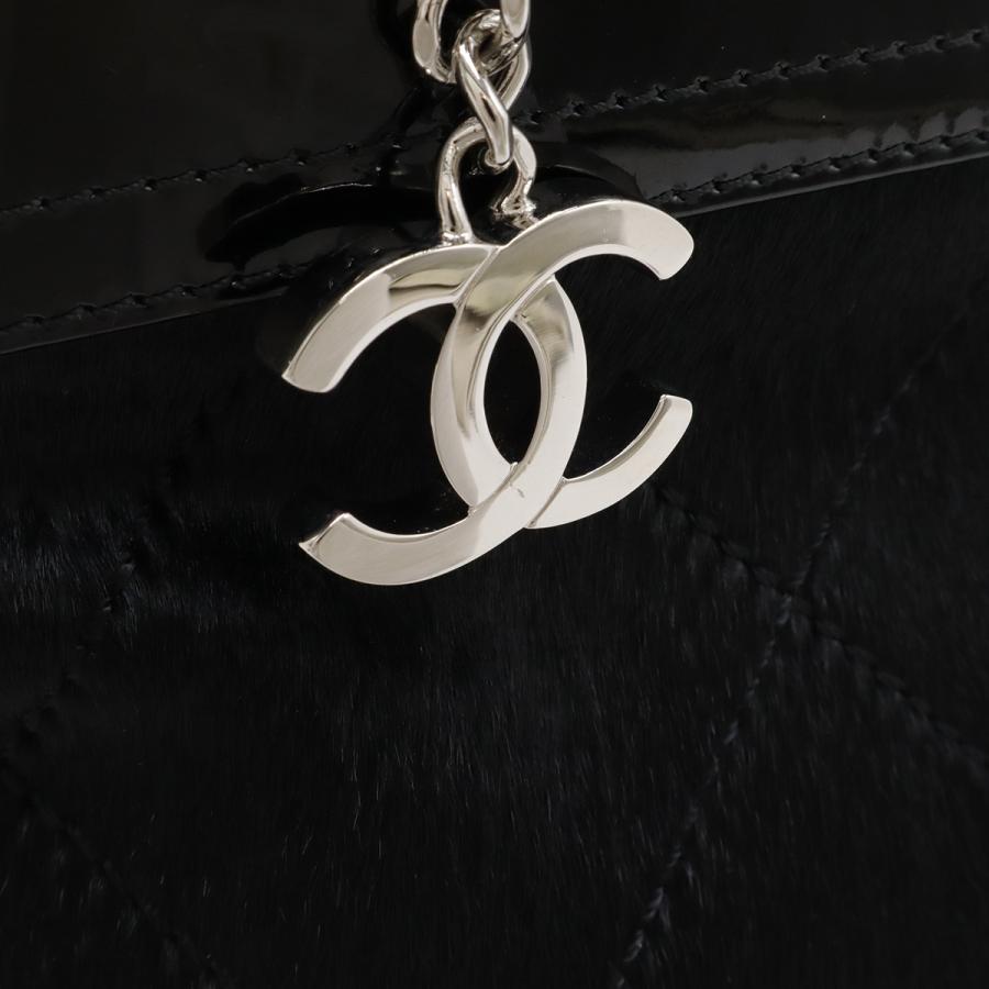 CHANEL シャネル パリビアリッツ トートPM トートバッグ ショルダーバッグ ハラコ エナメル レザー ブラック 黒 シルバー金具 A34208 | CHANEL | 07