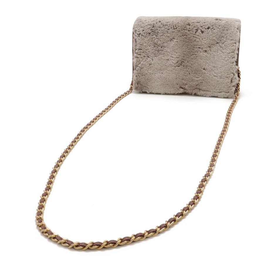 CHANEL シャネル ココマーク チェーンウォレット ショルダーバッグ ポシェット 斜め掛け ラビットファー レザー グレー オールドローズ | CHANEL | 01