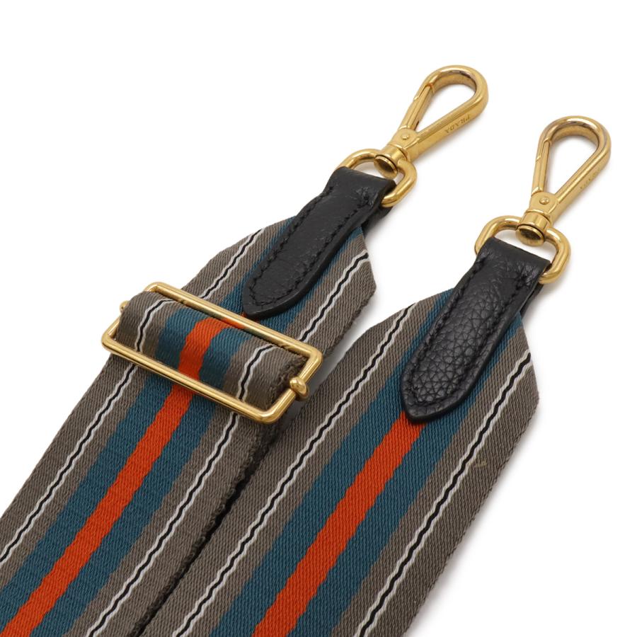 PRADA プラダ ロゴ ショルダーバッグ ストライプショルダー ポシェット 2WAY クラッチバッグ レザー NERO 黒 ブラック ゴールド金具 | PRADA | 04