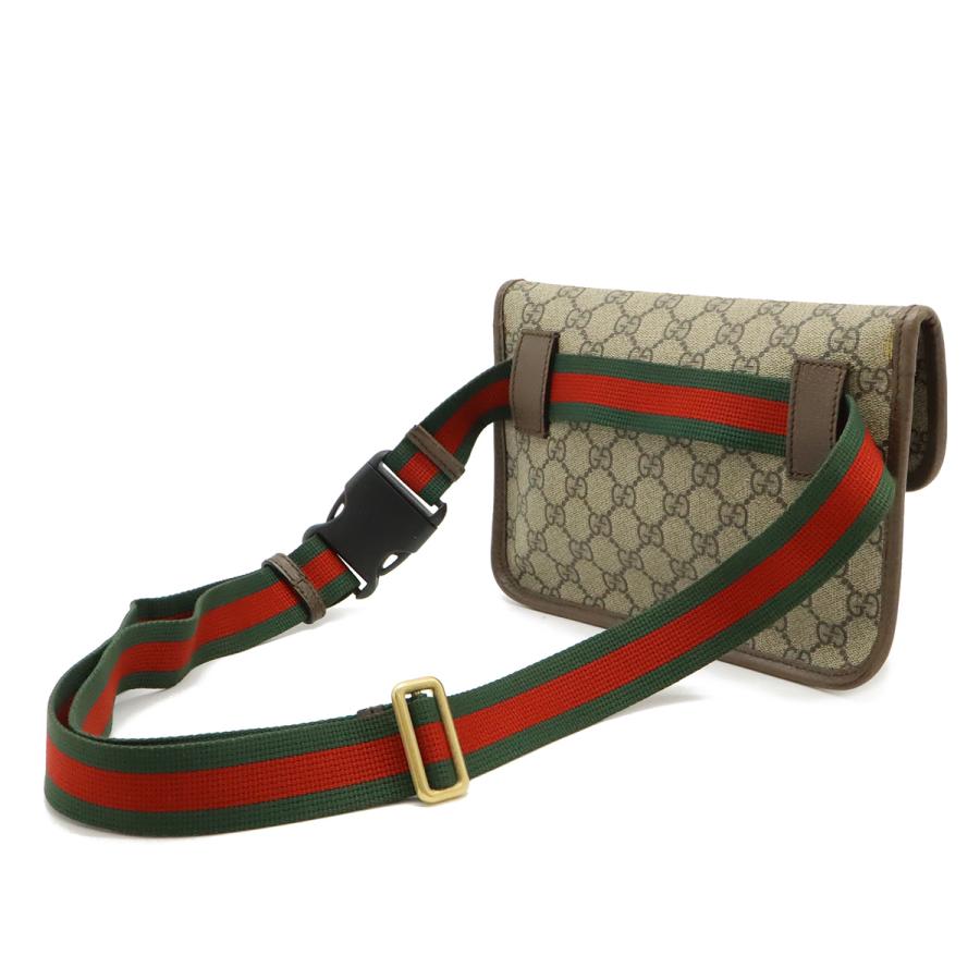 GUCCI グッチ GGスプリーム メタルキャットヘッド シェリーライン ボディバッグ ウエストバッグ PVC レザー カーキベージュ モカブラウン | GUCCI | 01