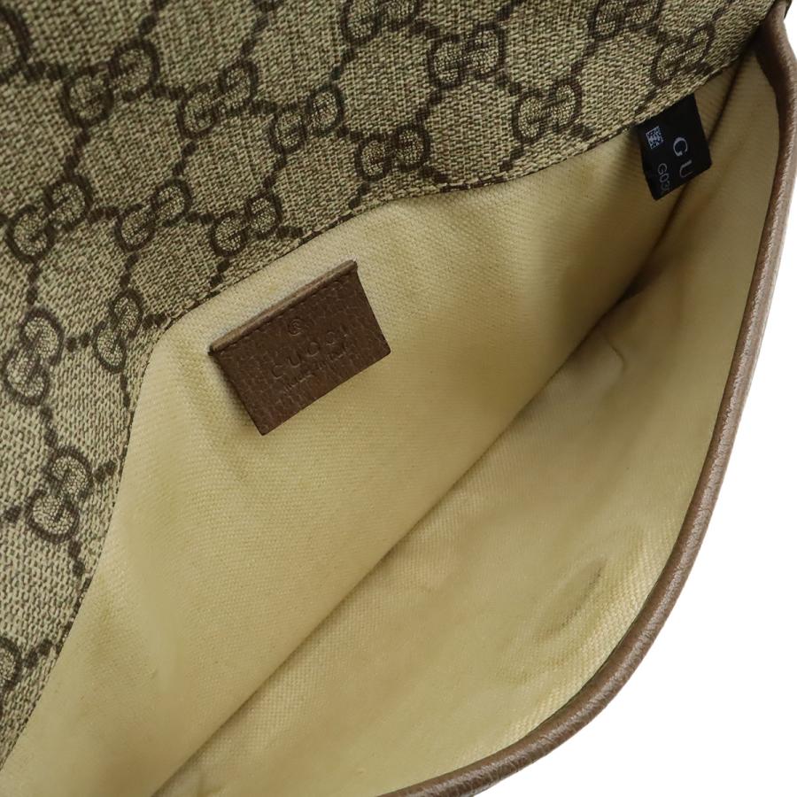 GUCCI グッチ GGスプリーム メタルキャットヘッド シェリーライン ボディバッグ ウエストバッグ PVC レザー カーキベージュ モカブラウン | GUCCI | 06