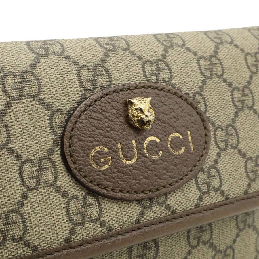 GUCCI グッチ GGスプリーム メタルキャットヘッド シェリーライン ボディバッグ ウエストバッグ PVC レザー カーキベージュ モカブラウン | GUCCI | 08