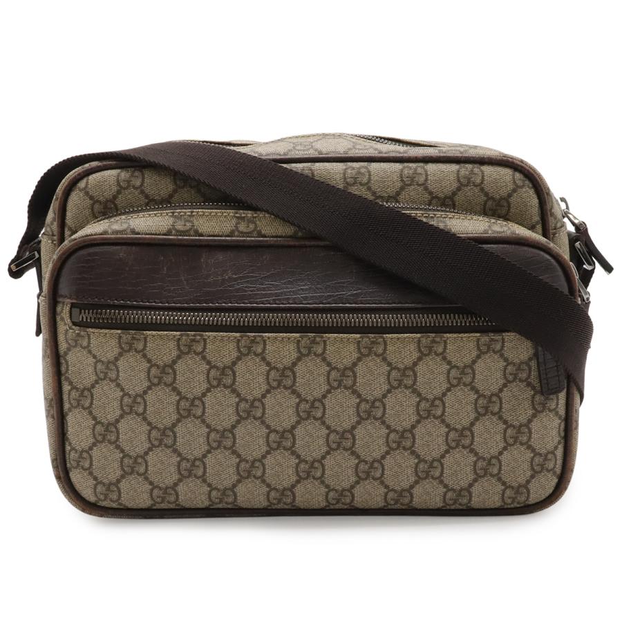GUCCI グッチ GGスプリーム GGプラス ショルダーバッグ 斜め掛け PVC レザー カーキベージュ ダークブラウン 茶 114531 | GUCCI