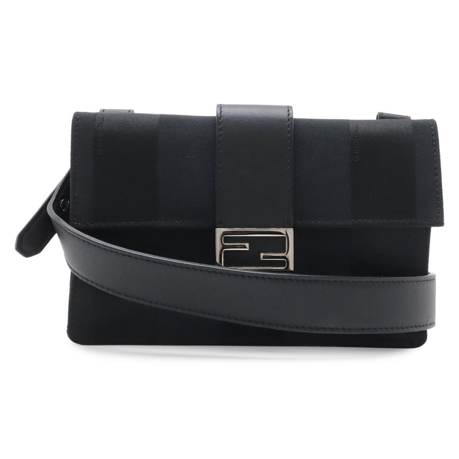 FENDI フェンディ ペカン バゲット スリム クラッチ ショルダーバッグ ボディバッグ ウエストポーチ 3WAY ナイロンキャンバス ブラック | FENDI