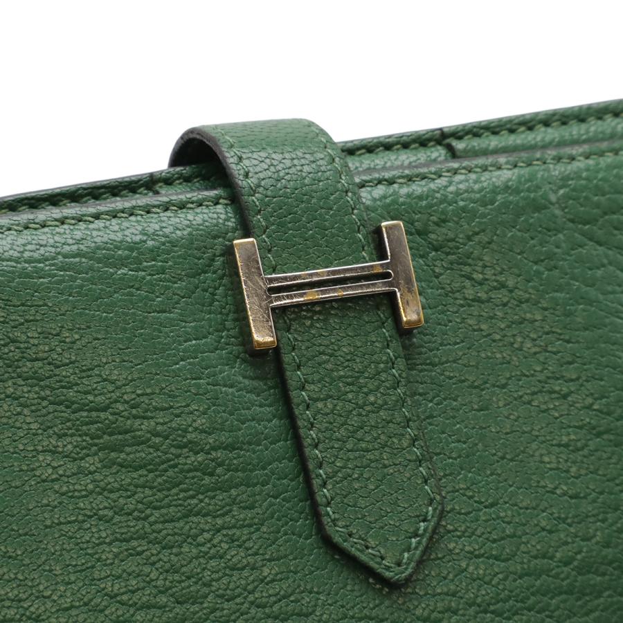HERMES エルメス ベアンスフレ 2つ折長財布 二つ折り長財布 シェーブル レザー グリーン 緑 シルバー金具 □N刻印 | HERMES | 03