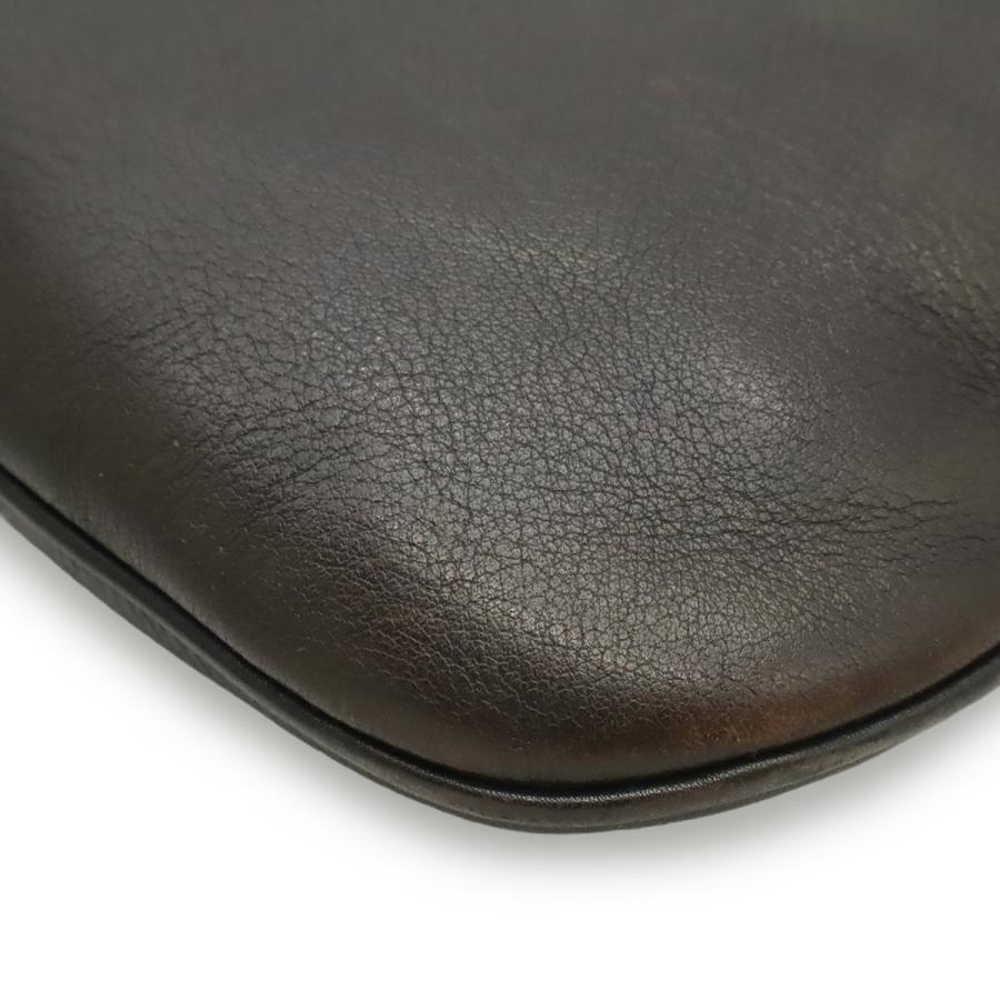 LOEWE ロエベ アナグラム ショルダーバッグ 斜め掛け マチなし レザー ダークブラウン ブラック 黒 シルバー金具 | LOEWE | 02
