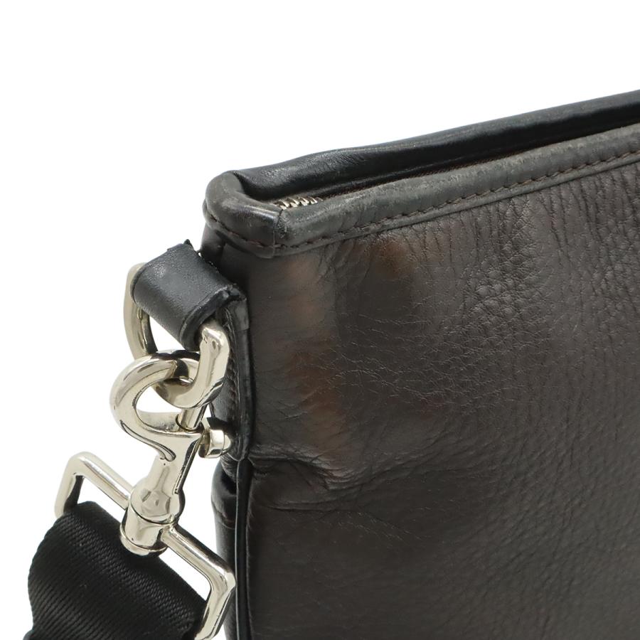LOEWE ロエベ アナグラム ショルダーバッグ 斜め掛け マチなし レザー ダークブラウン ブラック 黒 シルバー金具 | LOEWE | 03