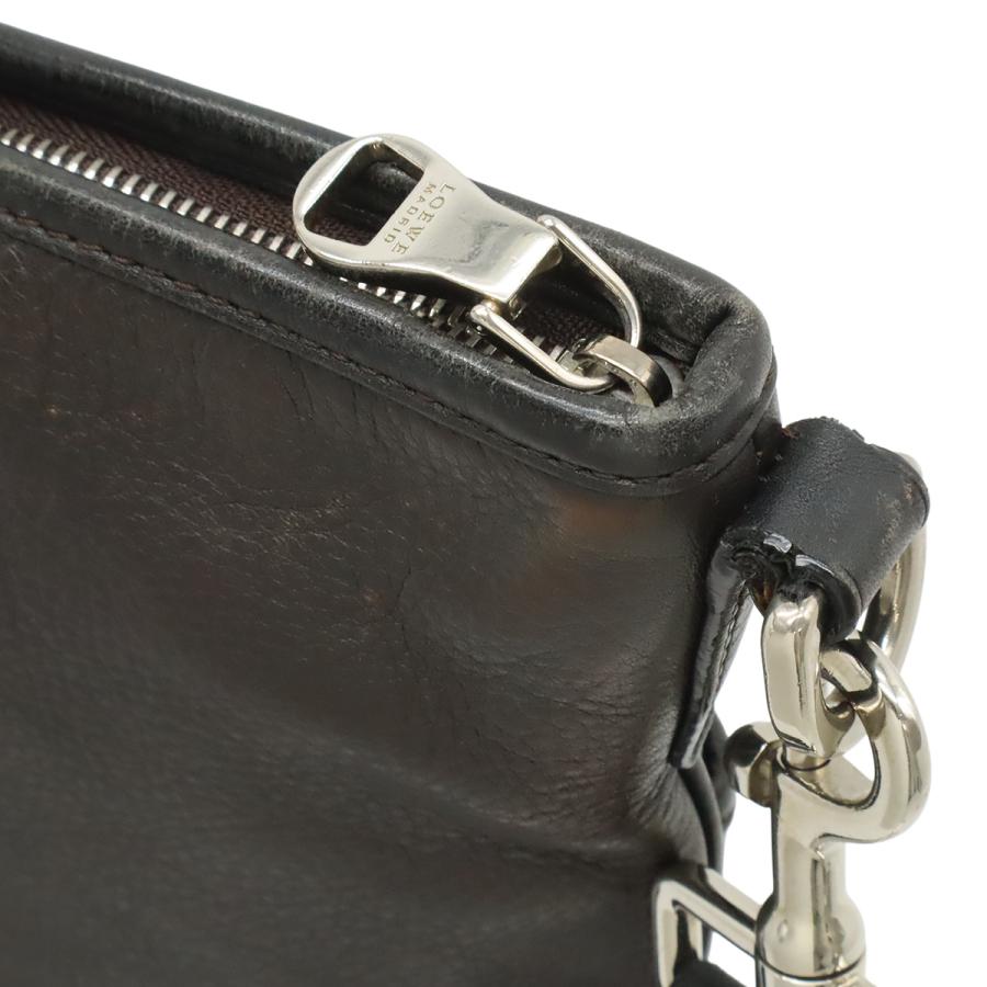 LOEWE ロエベ アナグラム ショルダーバッグ 斜め掛け マチなし レザー ダークブラウン ブラック 黒 シルバー金具 | LOEWE | 05
