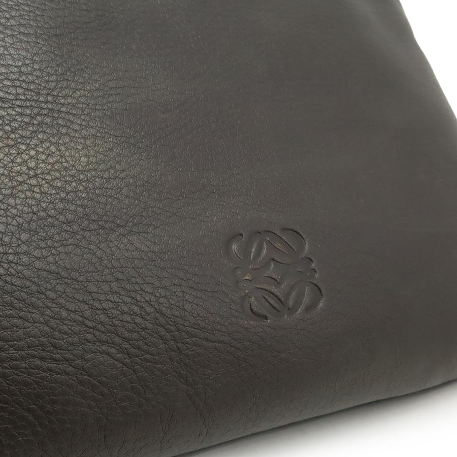 LOEWE ロエベ アナグラム ショルダーバッグ 斜め掛け マチなし レザー ダークブラウン ブラック 黒 シルバー金具 | LOEWE | 08