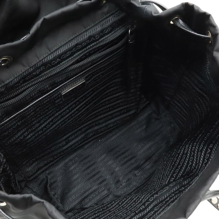 PRADA プラダ トライアングルロゴ バックパック リュックサック スタッズ ナイロン レザー NERO ブラック 黒 シルバー金具 1BZ811 | PRADA | 05