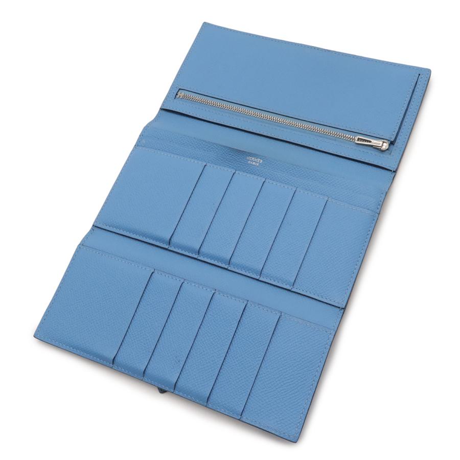 HERMES エルメス ベアン 2PLIS デュプリ 3つ折長財布 三つ折り長財布 ヴォーエプソン レザー ブルーパラダイス 水色 シルバー金具 T刻印 | HERMES | 04