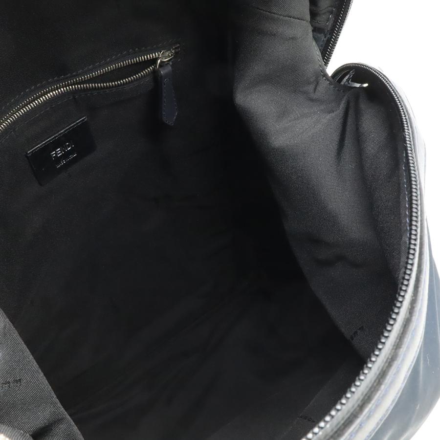 FENDI フェンディ ロゴ バックパック リュックサック デイパック ナイロン レザー ネイビー ピンク ブルー シルバー金具 7VZ035 | FENDI | 06