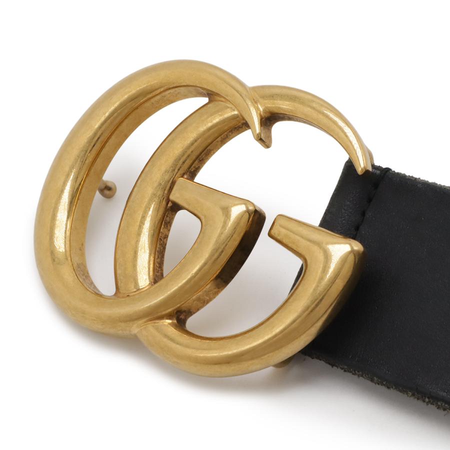 GUCCI グッチ GGマーモント ダブルG ベルト レザー ブラック 黒 ゴールド金具 #75 409416 | GUCCI | 02