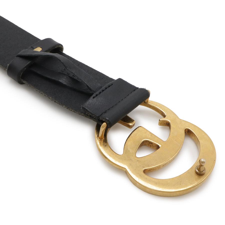 GUCCI グッチ GGマーモント ダブルG ベルト レザー ブラック 黒 ゴールド金具 #75 409416 | GUCCI | 03