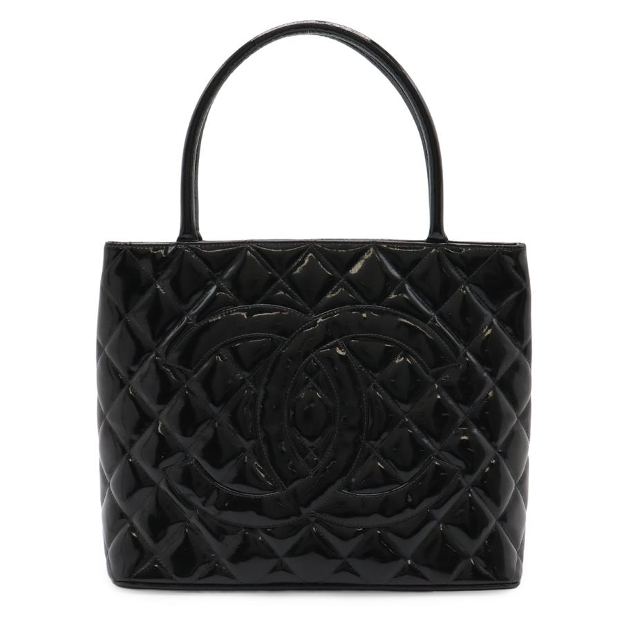 CHANEL シャネル マトラッセ ココマーク 復刻トート トートバッグ ショルダーバッグ エナメル レザー ブラック 黒 ゴールド金具 A01804 | CHANEL