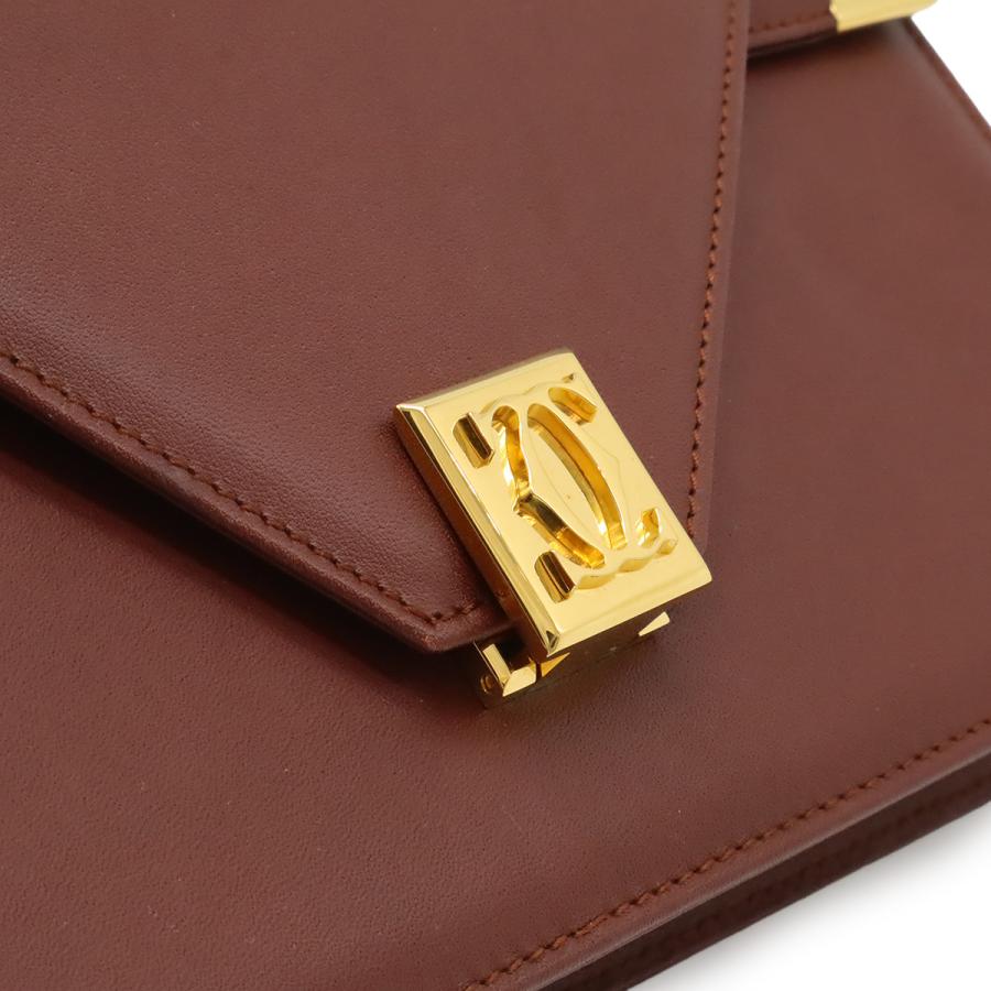 Cartier カルティエ マストライン ショルダーバッグ ポシェット 斜め掛け レザー ボルドー 赤 ゴールド金具 | Cartier | 08