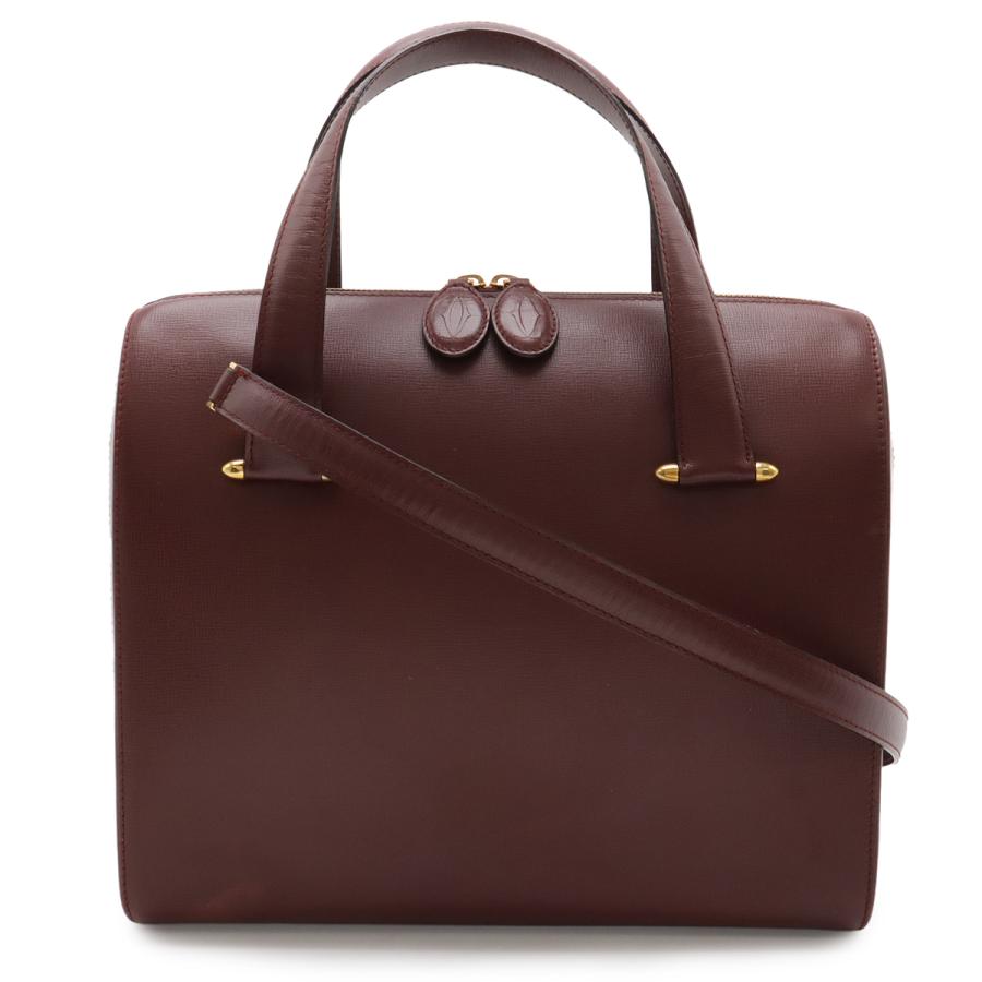 Cartier カルティエ マストライン トートバッグ ハンドバッグ 2WAY ショルダーバッグ レザー ボルドー ゴールド金具 | Cartier
