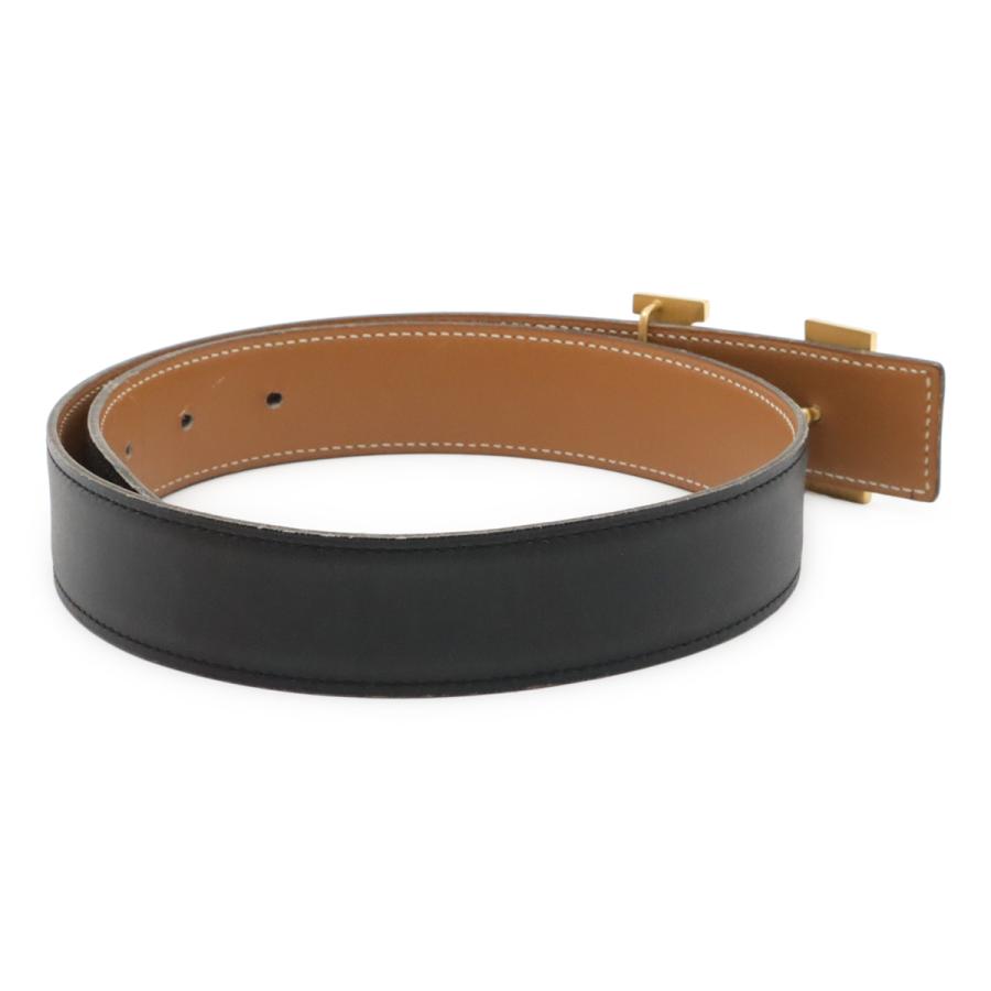 HERMES エルメス Hベルト Hバックル リバーシブル ボックスカーフ BOXカーフ レザー ブラック 黒 ライトブラウン 薄茶 ゴールド金具 #62 | HERMES | 01