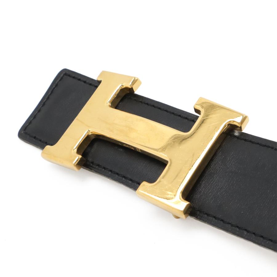 HERMES エルメス Hベルト Hバックル リバーシブル ボックスカーフ BOXカーフ レザー ブラック 黒 ライトブラウン 薄茶 ゴールド金具 #62 | HERMES | 02