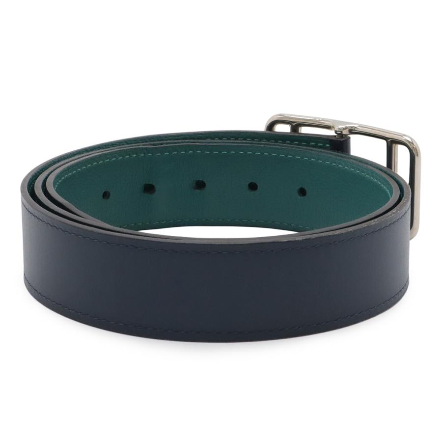 HERMES エルメス ケープコッド32 ベルト リバーシブル レザー ブルーマリン マラカイト ボックスカーフ トゴ レザー シルバー金具 #85 | HERMES | 01