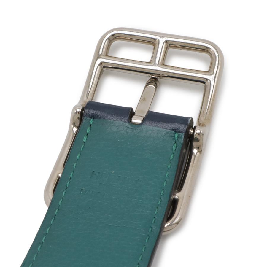 HERMES エルメス ケープコッド32 ベルト リバーシブル レザー ブルーマリン マラカイト ボックスカーフ トゴ レザー シルバー金具 #85 | HERMES | 03