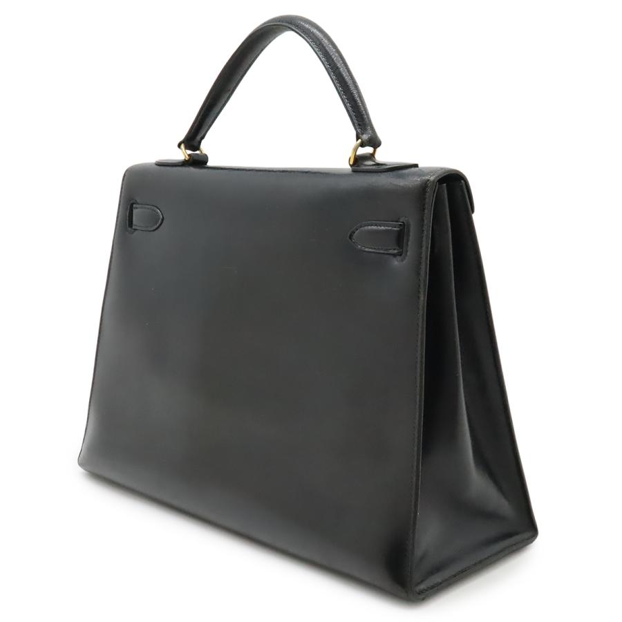 HERMES エルメス ケリー32 ハンドバッグ ヴィンテージ 外縫い ボックスカーフ レザー ブラック 黒 ゴールド金具 〇H刻印 | HERMES | 01