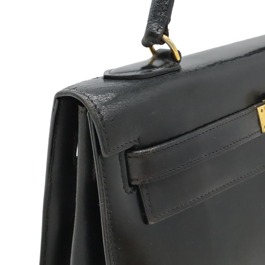 HERMES エルメス ケリー32 ハンドバッグ ヴィンテージ 外縫い ボックスカーフ レザー ブラック 黒 ゴールド金具 〇H刻印 | HERMES | 03