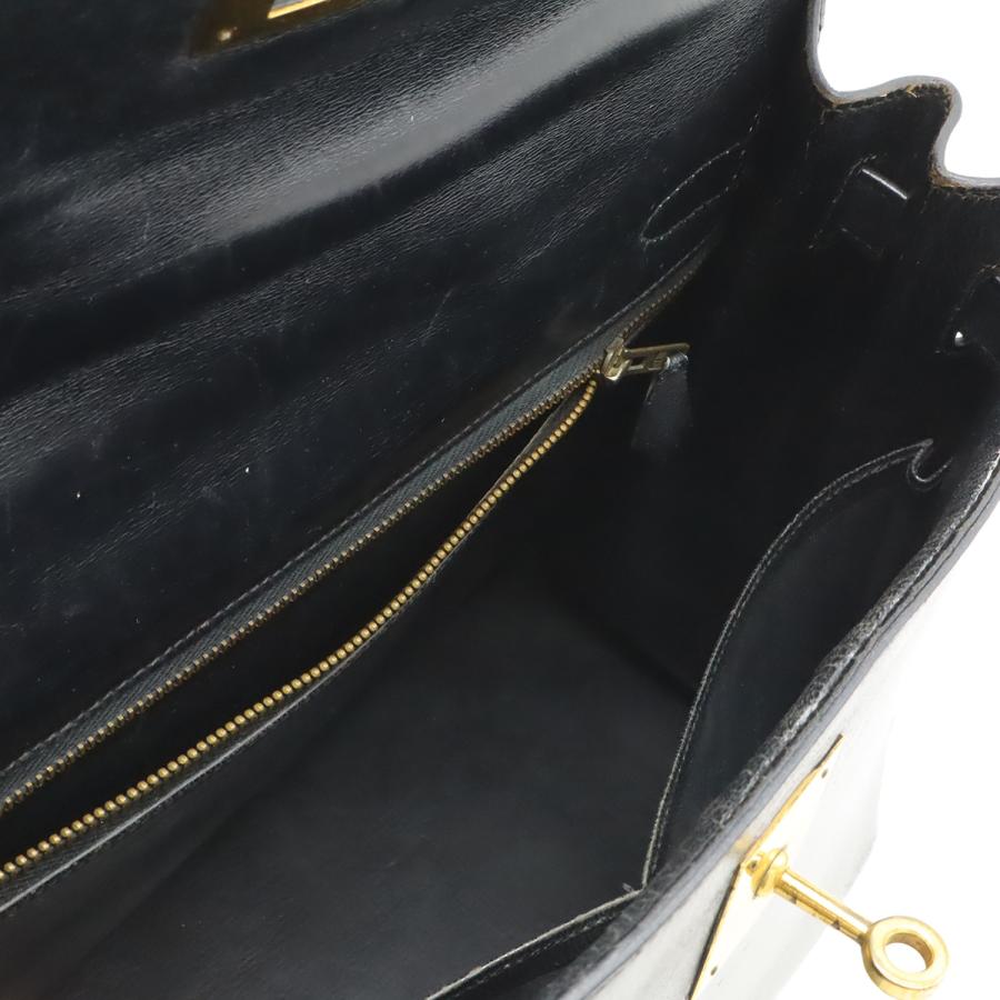 HERMES エルメス ケリー32 ハンドバッグ ヴィンテージ 外縫い ボックスカーフ レザー ブラック 黒 ゴールド金具 〇H刻印 | HERMES | 06