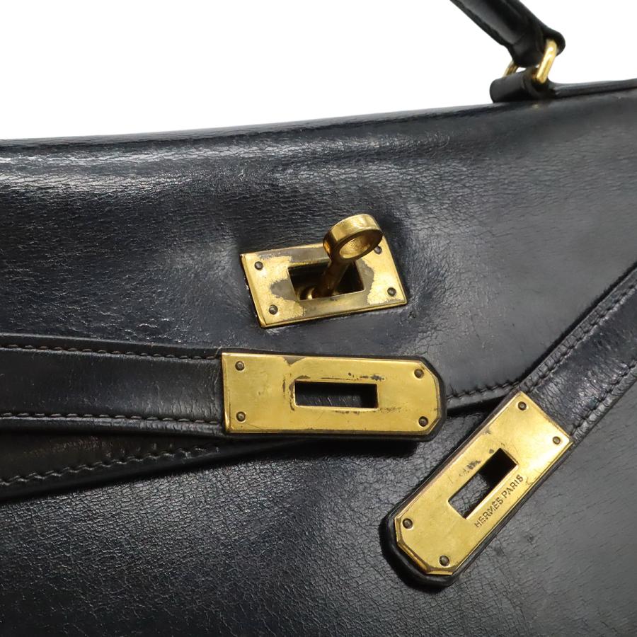 HERMES エルメス ケリー32 ハンドバッグ ヴィンテージ 外縫い ボックスカーフ レザー ブラック 黒 ゴールド金具 〇H刻印 | HERMES | 07